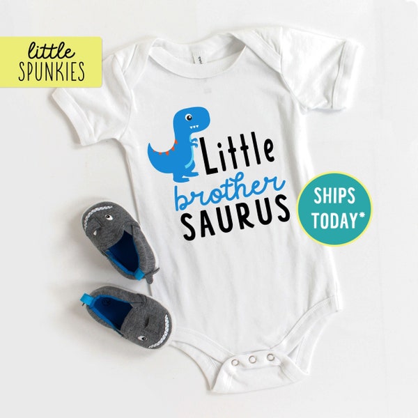 Little Brother Saurus Onesies® Brand, Boy Dinosaur Onesies® Brand, Trex Dino Baby Bodysuit (BLUE DINO)