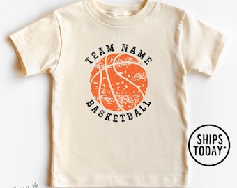 Retro Distressed Basketball Team Tee: Custom Kids Outfit