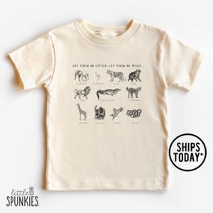 Retro Animal Graphic Tee: Natural Cotton Kids T-Shirt