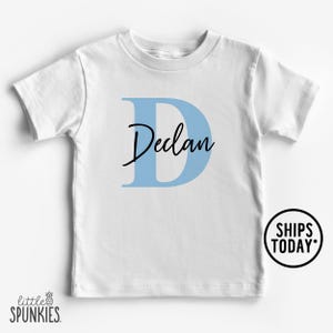 Personalized Initial Name T-shirt: Custom Boys Blue Alphabet