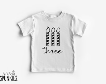 Three Candles 3rd Birthday Party Toddler Tee: Turning 3 Years Old Shirt - PL16860