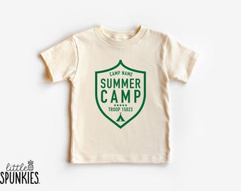 Custom Summer Camp Shirt for Kids, Matching Troop Badge Shirts, Personalized Camping T-Shirt - YL25856