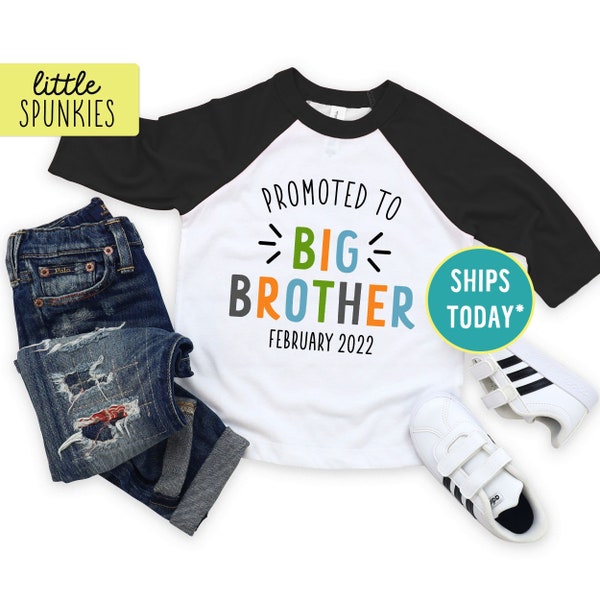 Promoted to Big Brother Toddler Raglan, Personalized Boy Baseball Tee, Big Brother Announcement (PROMOTED to BIG BROTHER)