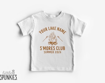 Smores Club with Lake Name T-Shirt: Kids Summer Vacation Graphic Tee - YL25949