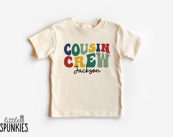 Personalized Cousin Crew Shirt with Name: Retro Groovy Matching Family Tee - RL18974