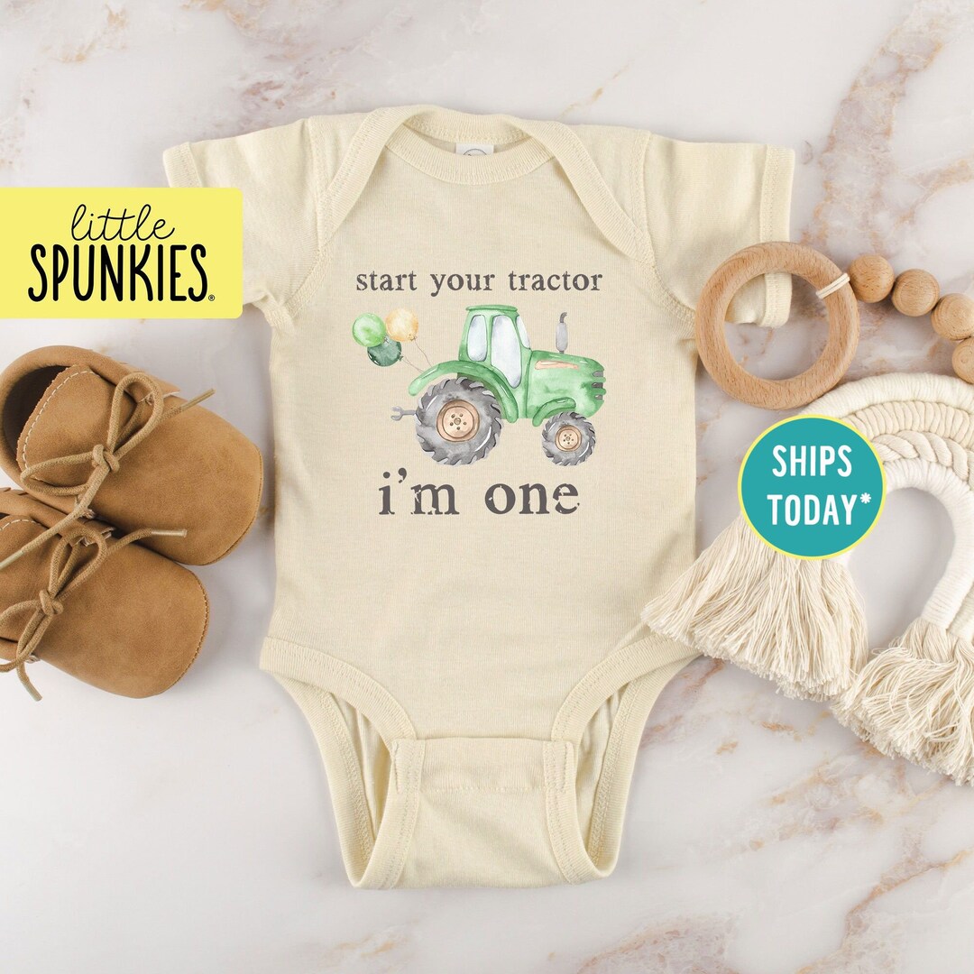 Start Your Tractor Im Custom Age Onesies® Brand, Farm Themed Birthday