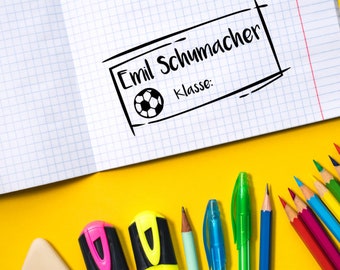 Individueller Schulstempel, personalisiert, Holzstempel o. Automatikstempel, Geschenk - DIY Stempel f. Schulhefte, Hausaufgabenheft