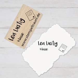 Individueller Schulstempel Kinderstempel, personalisiert mit Namen und Klasse, Holzstempel o. Automatikstempel, Geschenk - DIY, Schulhefte