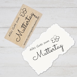 Stempel - Motivstempel - Alles Gute zum Muttertag - mit Blume, Geschenk - DIY Stempel zum Basteln von Karten, Papier, Stoff, Holz, Deko
