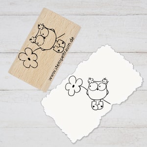 Stempel  - Motivstempel - Küken mit Blume, Geschenk - DIY Stempel zum Basteln von Karten, Papier, Stoff, Holz, Dekoration, Blumengruß