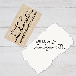 Stempel Motivstempel mit Text- mit Liebe handgemacht - Geschenk - DIY Stempel zum Basteln von Karten, Papier, Stoff, Holz, Dekoration