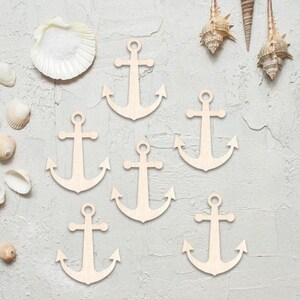 Zauberhafte Streudeko- Anker, 6er Set - aus Pappelholz zum DIY - Basteln, Dekorieren, Verzieren von Geschenken, Karten, Bastelarbeiten