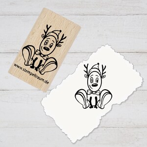 Motivstempel - Weihnachtselch Rudi -  Geschenk - DIY Stempel zum Basteln von Karten, Papier, Stoffen, Holz, Dekoration, Advent, Scrapbooking