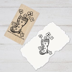 Stempel  - Motivstempel - Stiefel mit Blumen, Geschenk - DIY Stempel zum Basteln von Karten, Papier, Stoff, Holz, Dekoration, Gartengruß