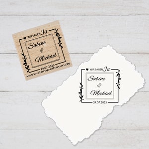 Hochzeitsstempel - Stempel Hochzeit personalisiert - mit Blätterranke - Wedding - Save the Date - Stempel Geschenk - DIY Stempel zum Basteln