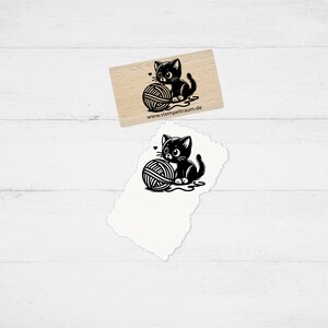 Motivstempel - süsses Kätzchen mit Wollknäuel - Stempel Geschenk - DIY Stempel zum Basteln von Karten, Papier, Stoff, kreative Gestaltung