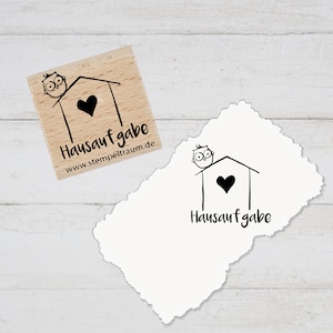 Stempel  Lehrerstempel - Schule - Hausaufgabe - Haus mit Eule und Herz, Stempel Geschenk - DIY Stempel zum Basteln von Karten, Papier, Stoff