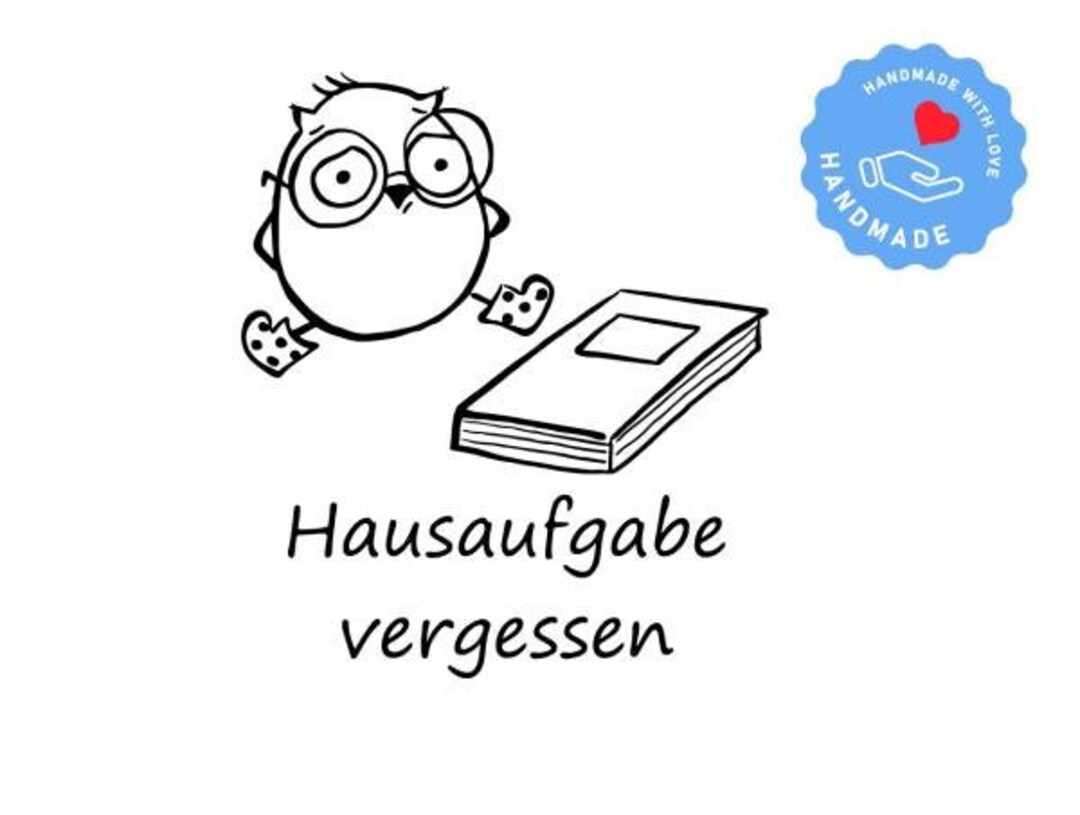 Stempel Lehrerstempel Schule Hausaufgabe vergessen Traurige Eule Etsy.de
