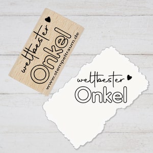 Stempel Motivstempel mit Text - weltbester Onkel - Geschenk - DIY Stempel zum Basteln von Karten, Papier, Stoff, Holz, Dekoration, Familie