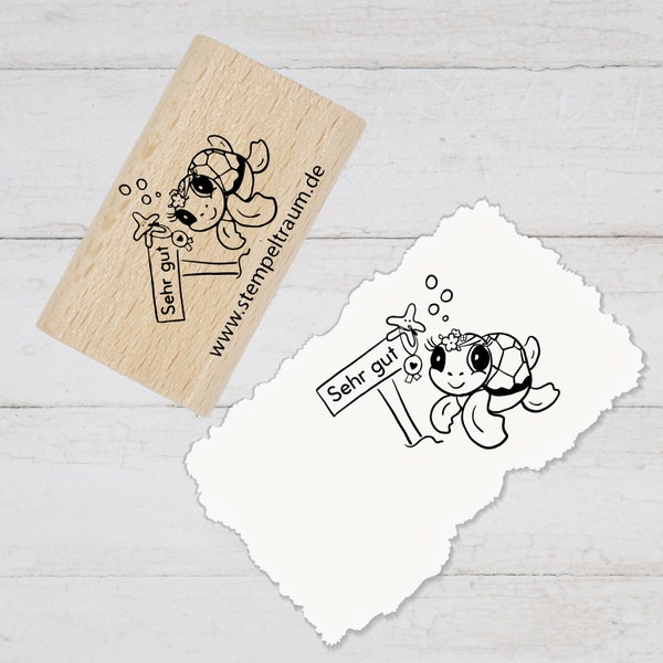 Stempel, Lehrerstempel, Schule, sehr gut, Motiv freudige Schildi, Geschenk - DIY Stempel f. Schulhefte, Hausaufgabenheft, Grundschule, Lob