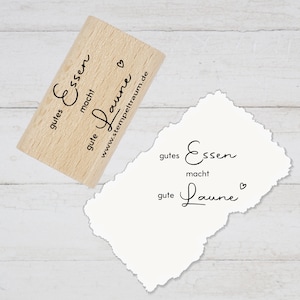 Stempel -Textstempel - gutes Essen macht gute Laune, Geschenk - DIY Stempel zum Basteln von Karten, Papier, Stoff, Holz, Dekoration, Küche