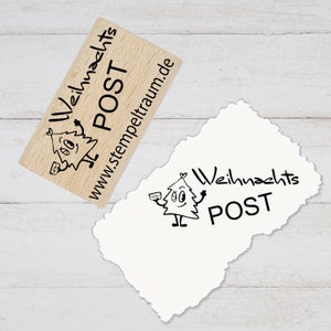 Motivstempel, Weihnachts POST mit Tannenbaum, Geschenk, DIY Stempel z. Basteln von Karten, Papier, Stoff, Holz, Dekoration, Anhänger, Advent