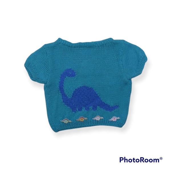 Tee-shirt tricoté bleu dinosaure