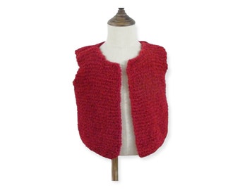 Gilet tricoté sans manches rouge