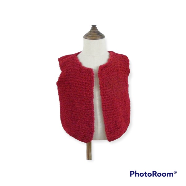 Gilet tricoté sans manches rouge