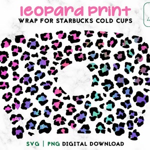 Animal Print 24oz Venti Cold Cup SVG -  Leopard Print Cold Cup SVG - Cheetah Full Wrap For Personalized Cup - Digital Download
