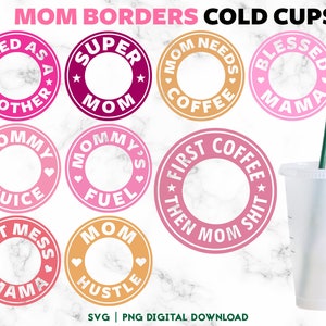 9 Mom Life 24oz Venti Cold Cup SVG Bundle, Mom Cold Cup SVG - Mama Personalized Cup - Svg 24oz Cut Files Digital Download