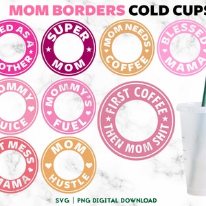 9 Mom Life 24oz Venti Cold Cup SVG Bundle, Mom Cold Cup SVG - Mama Personalized Cup - Svg 24oz Cut Files Téléchargement numérique
