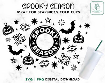 Spooky Season Cold Cup Wrap SVG – Halloween Vibes (Digital Download)