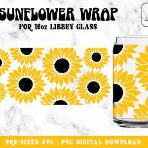 Sunflower SVG Libbey glass, Sunflower 16oz Glass can Cut file, Flower Glass can SVG, Floral beer glass svg - Digital Download