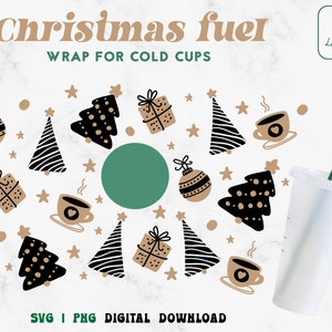 Christmas 24oz Venti Cold Cup Svg - Winter Cold Cup SVG - Christmas Tree Full Wrap for Cricut - Digital Download