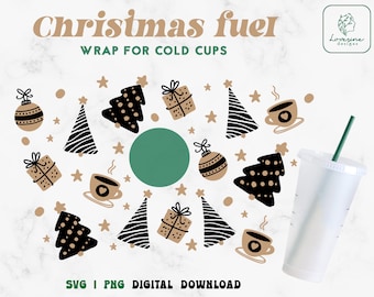Christmas Cold Cup Wrap SVG – Venti 24oz, Tree Design (Digital Download)
