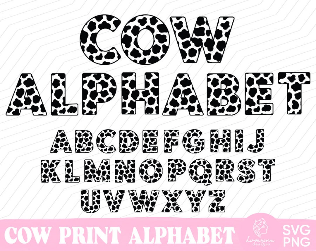 Cow Print Alphabet Svg Cow Pattern Alphabet SVG Bundle Etsy