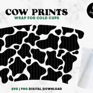 No Hole Cow Print 24oz Venti Cold Cup Svg - Cow Spots SVG Cold Cup SVG, Cow Pattern Full Wrap Venti 24oz Cups, svg png Digital Download