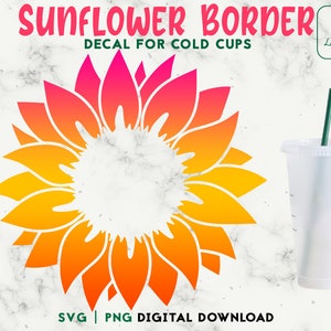 Girasole 24oz Venti Cold Cup SVG, Girasole SVG Cold Cup SVG, Tazza personalizzata, Girasole Svg png File di taglio Download digitale