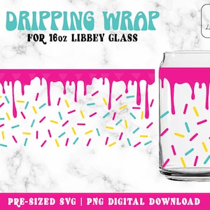 Pączek Dripping Libbey szkło svg, Pączek Svg 16oz szklana puszka svg, Słodycze Kawa puszka szklana folia, Ciasto Svg, Pączek Svg, Pieczenie Svg, Pobieranie cyfrowe