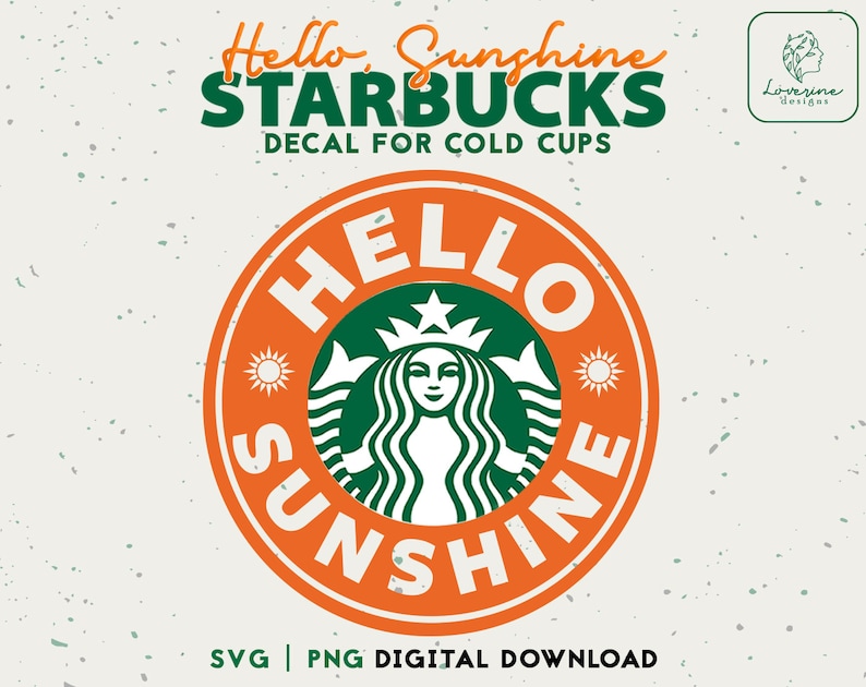 Decal Cut File Digital Download Starbucks Personalized Cup Sunshine Starbucks Cold Cup SVG Hello Sunshine Starbucks Cup Svg