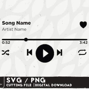 Music Player SVG Design - Spotify SVG Dateien für Cricut, Cricut SVG für Spotify, Song Album Svg Plotterdatei Digital Download