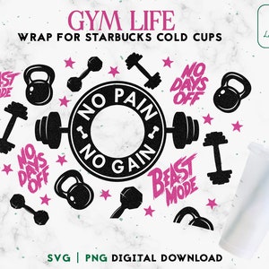 Fitness SVG Full Wrap 24 Unzen Venti Cold Cup, Gym Frau SVG Cold Cup Wrap svg - Fitness svg, Gym svg, Übung svg - Digital