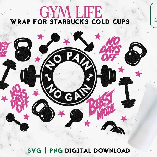 Fitness SVG Full Wrap 24oz Venti Cold Cup, Gym Woman SVG Cold Cup Wrap Svg - Fitness svg, Gym Svg, Exercise svg - Digital