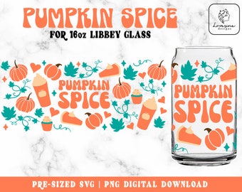 Pumpkin Spice Libbey Glass SVG, Fall Coffee Can Wrap (Digital Download)