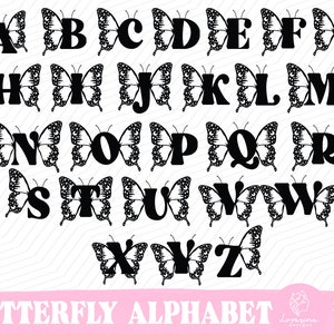 Butterfly Monogram Alphabet SVG, Alphabet Svg, Butterfly Alphabet SVG ...