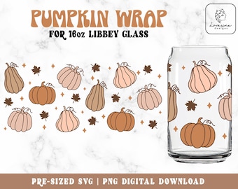 Pumpkin Spice 16oz Libbey Glass Wrap SVG, Fall Thanksgiving Design (Digital Download)