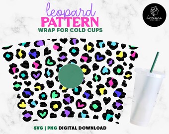 Emballage de tasse froide à imprimé léopard SVG – Modèle Venti 24 oz (téléchargement numérique)