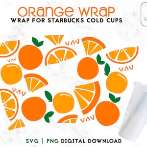 Orange SVG 24oz Venti Cold Cup Svg, Summer Svg Cold Cup 24oz, Orange Fruit SVG Full Wrap, Svg Png, Digital Download