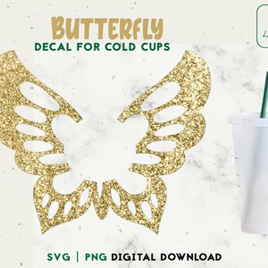 Butterfly Decal Cold Cup SVG - Cold Cup Svg- Butterfly for Personalized 24oz Venti Cold Cups, Decal Cut File Digital Download